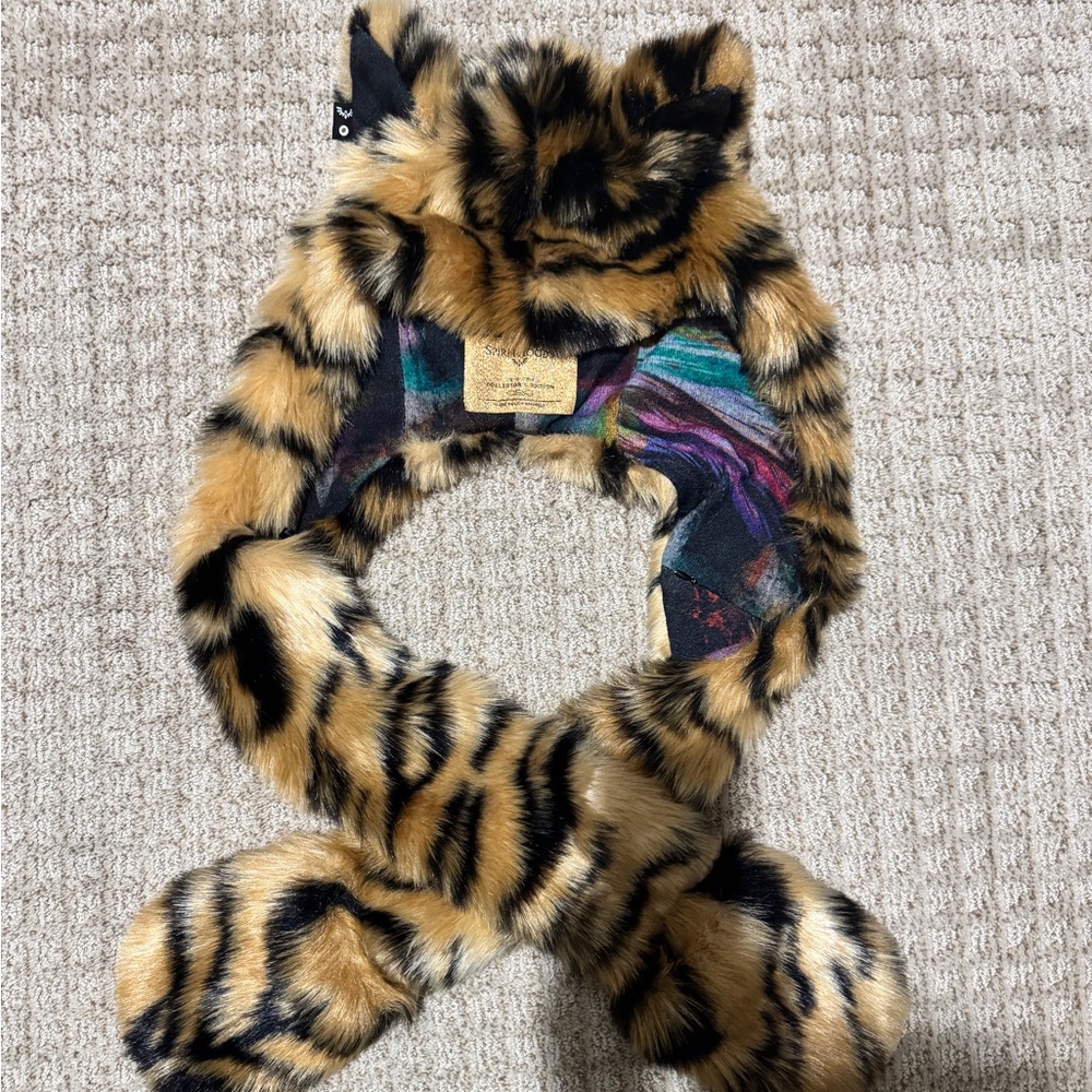 Tiger Print Kids Faux Fur Scarf